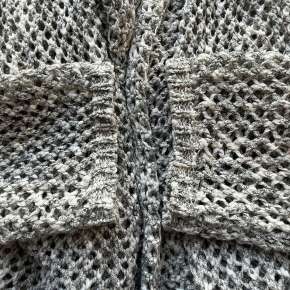 Chicos Womens Open-Knit Cardigan Lightweight Drape Front Gray Size 2 Cotton Blen - Picture 5 of 6